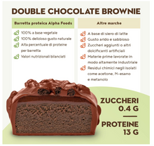 Carica l'immagine nel visualizzatore di Gallery, 15 Barrette proteiche vegan - BROWNIE AL DOPPIO CIOCCOLATO - Alto Contenuto Proteico, a Basso Contenuto di Carboidrati