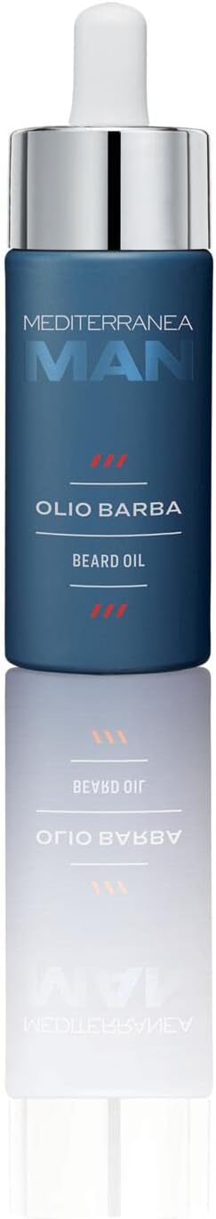 Mediterranea, Linea Man Olio Nutriente, per una Barba Morbida e Lucente, non Unge, adatta a Barbe Lunghe e Corte, Effetto Anti Crespo - 30 ml