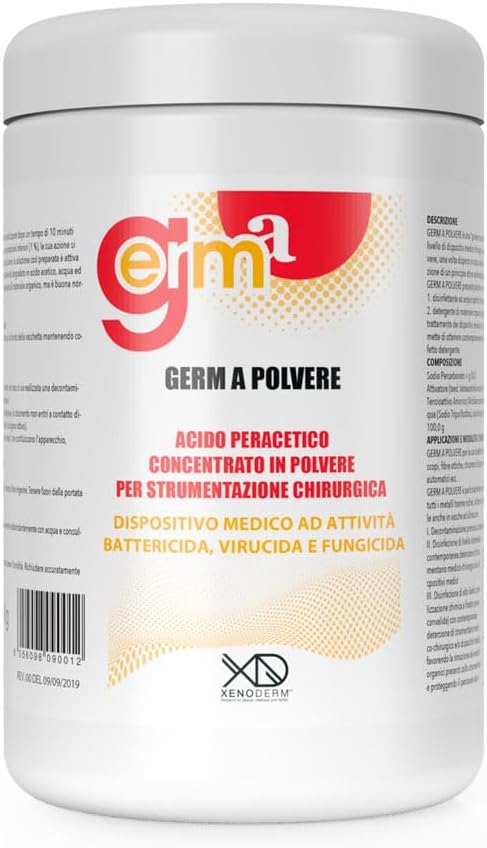 Germ A Sterilizzante a freddo in polvere per ferri chirurgici, dispositivi medici, strumenti estetica, 1000gr. Detergente, Decontaminante, DISINFETTANTE