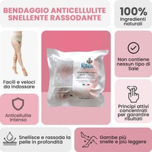 Carica l&#39;immagine nel visualizzatore di Gallery, BENDAGGIO ANTICELLULITE SNELLENTE RASSODANTE con principi attivi 100% VEGAN 2 Bende DRENANTE extra lunghe per gambe, glutei, pancia e fianchi azione tonificante
