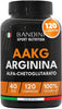 Bandini® AAKG Arginina Alfa-Ketoglutarato in Rapporto 2:1-120 Compresse 100% Vegan (1000mg per compressa) - Integratore di L-Arginina Alpha Chetoglutarato per Sportivi per Pre Workout potente