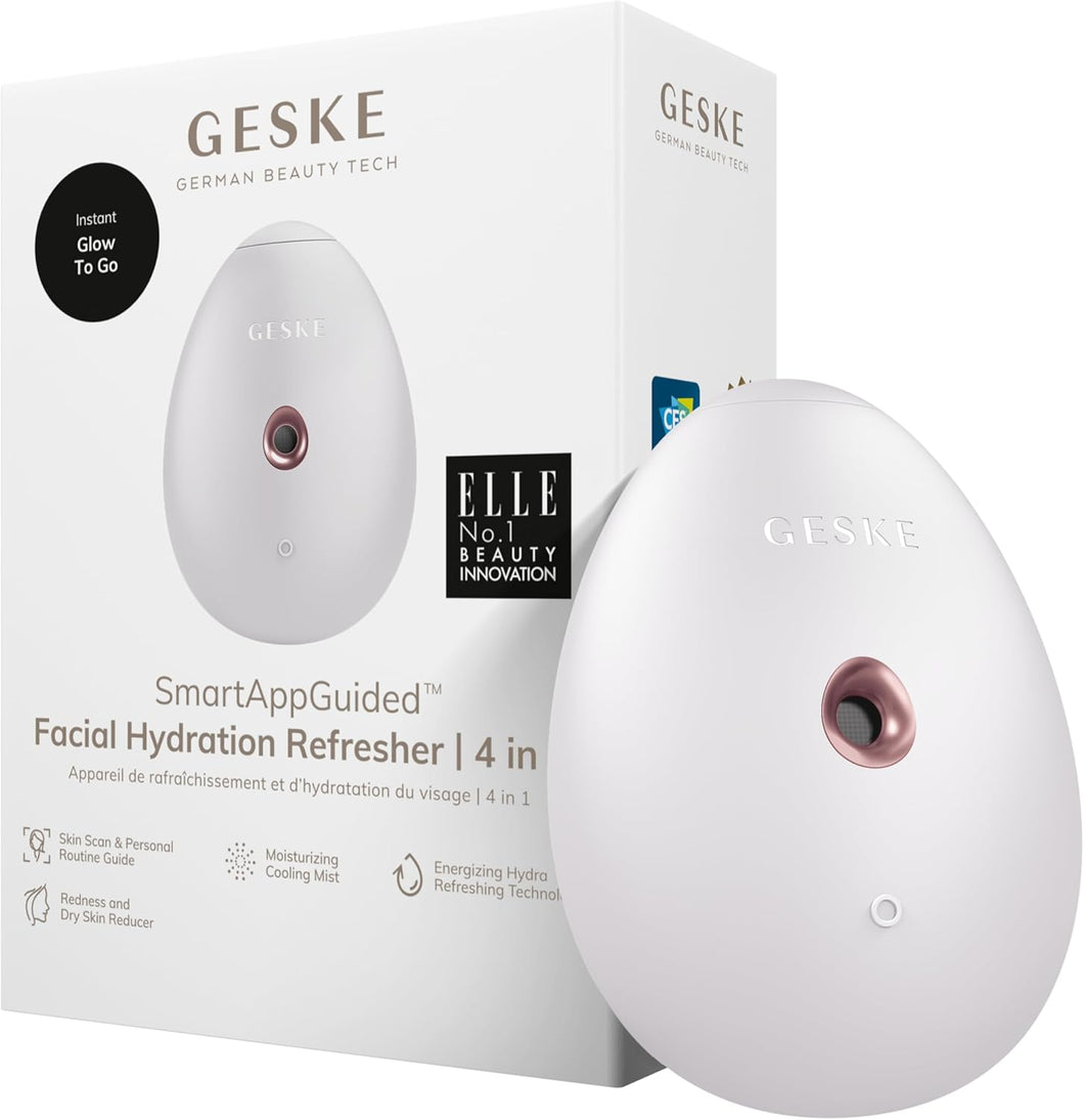 GESKE | Dispositivo rinfrescante per l'idratazione del viso SmartAppGuided™ | 4 in 1 | Vaporizzatore facciale | Brumizzatore