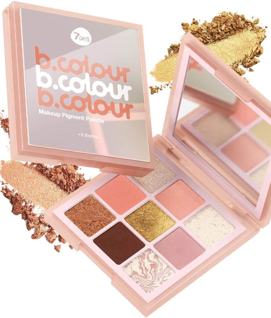 7Days Pallette di ombretti - Ombretti nude e glitter - Set di trucchi opachi e brillanti per ragazze - Pallette di trucco occhi con 9 tonalità pigmentate a lunga durata