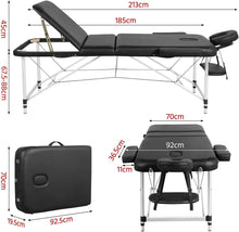 Carica l&#39;immagine nel visualizzatore di Gallery, Yaheetech Lettino da Massaggio 3 Zone Pieghevole Portatile Alluminio 213 x 70 cm Fisioterapia Altezza Regolabile Poggiatesta e Braccioli Staccabili Portata 250 kg con Sacchetto
