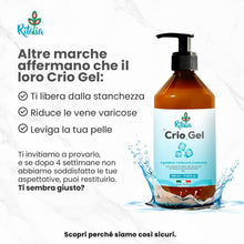 Carica l&#39;immagine nel visualizzatore di Gallery, 500ml Crema gambe effetto freddo defaticante e drenante per vene varicose e capillari rotti per gambe stanche gonfie e pesanti Ritalia® Crio gel BIO migliora circolazione RASSODANTE e tonificante
