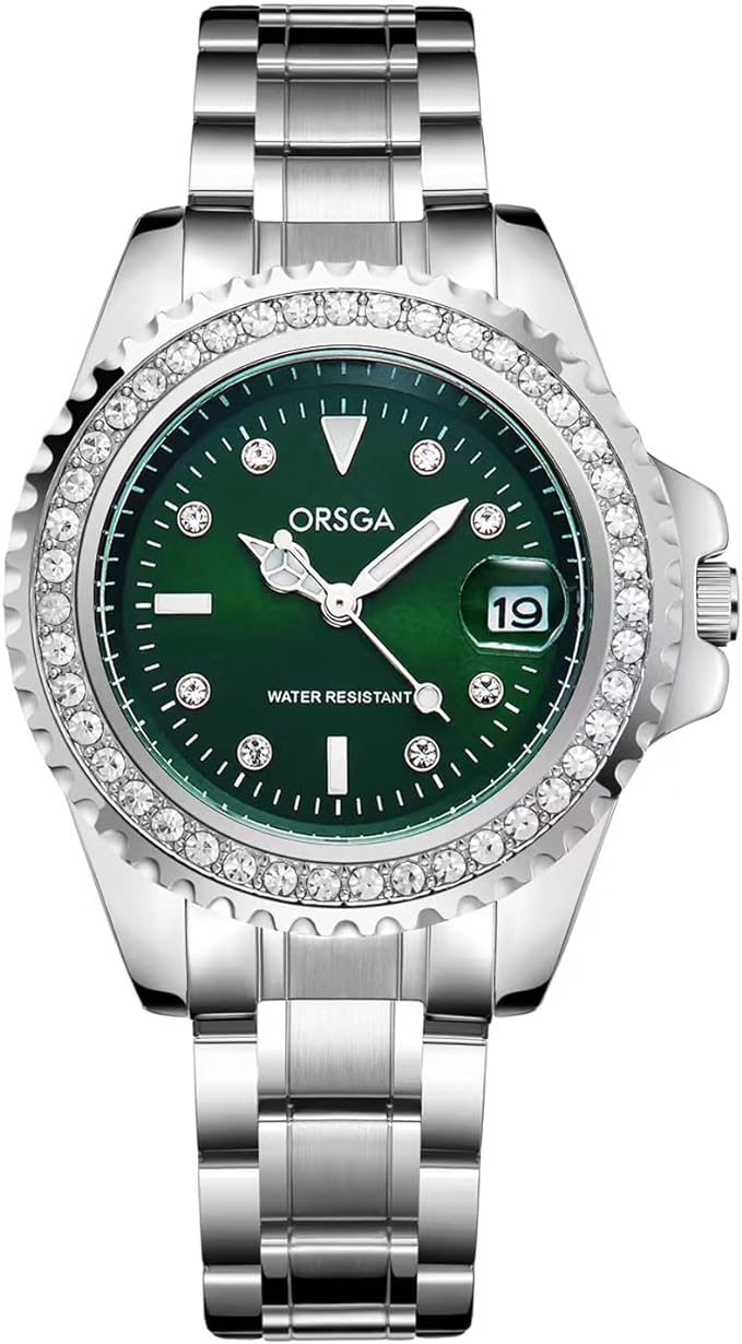 Orologio Donna Quarzo Analogico Pelle Verde Orologi da Polso Impermeabile Classico Affari