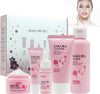 Fengyang Kit Skincare GIAPPONE Naturale per la Cura della Pelle Sakura da 5 Pezzi Set per la cura della pelle Sakura Kit idratante per la cura del regalo da donna Strumento del viso con estratto di fiori di ciliegio