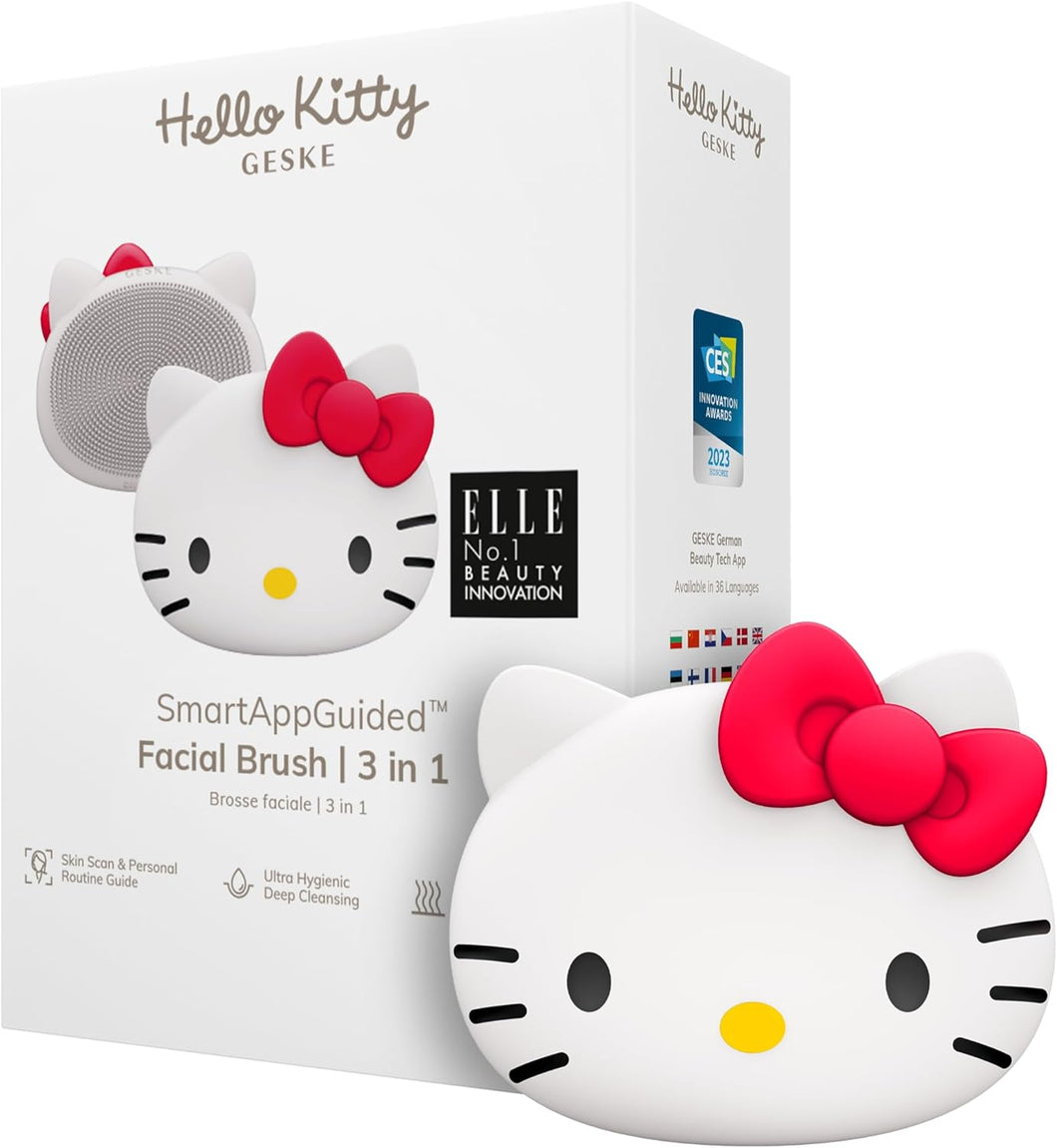 GESKE x Hello Kitty | Spazzola per il viso SmartAppGuided™ | 3 in 1 | Spazzola per la pulizia del viso | Spazzola per la pulizia | Spazzola per il viso in silicone | Pulizia e cura della pelle