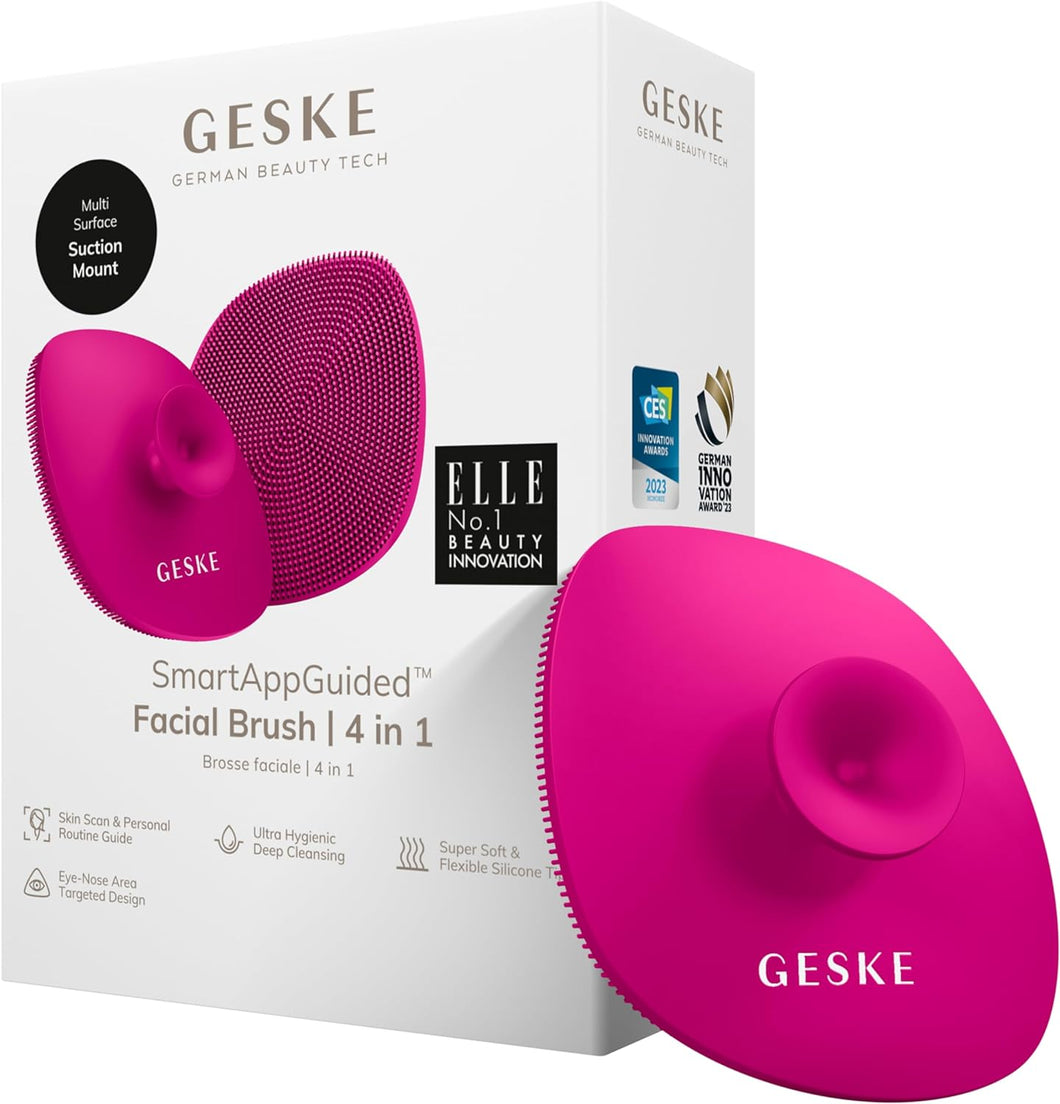 GESKE | Spazzola per il viso SmartAppGuided™ 4 in 1 | Spazzola per la pulizia del viso | Spazzola morbida in silicone | Pulizia del viso professionale | Pulizia della pelle