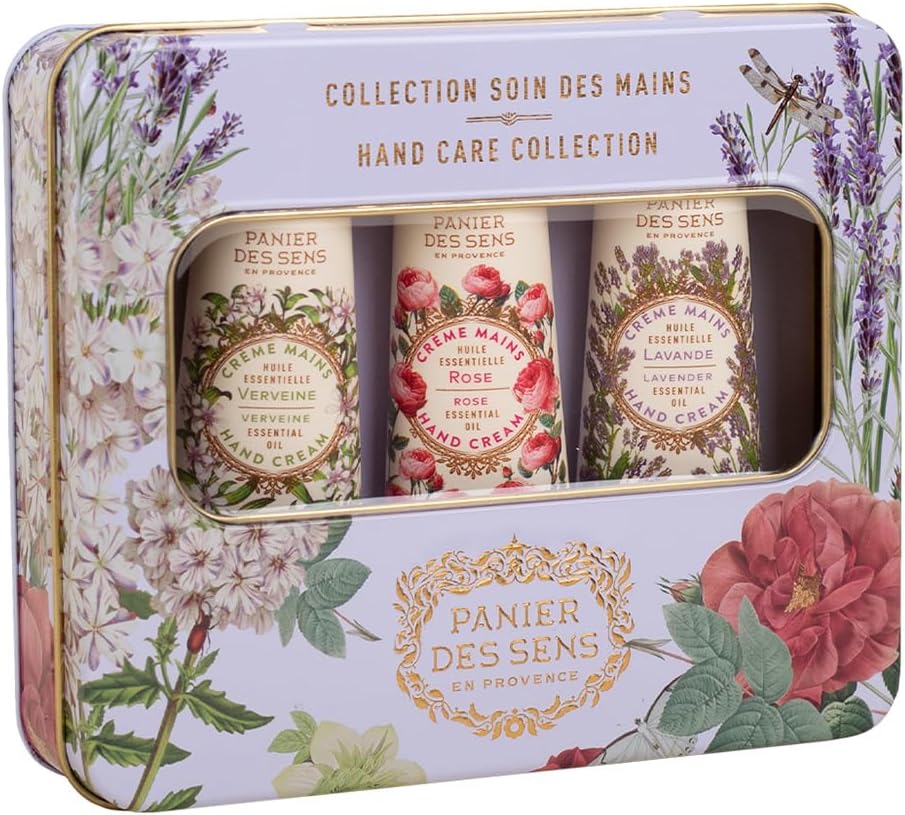 Panier des Sens - Cofanetto Regalo Donna - Trio di Crema Mani Idratante Verbena, Rosa e Lavanda - Idea Regalo Donna Made in France - Set Regalo per Lei 97% di Ingredienti Naturali - 3x30ml