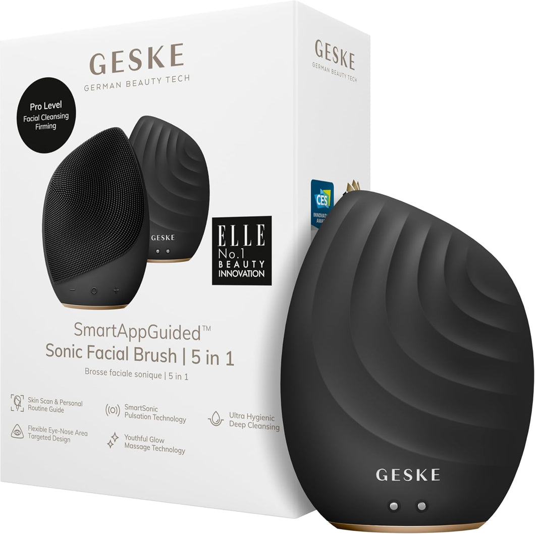 GESKE | Spazzola per il viso SmartAppGuided™ 5 in 1 | Spazzola elettrica per la pulizia del viso | Spazzola morbida in silicone | Pulizia del viso...