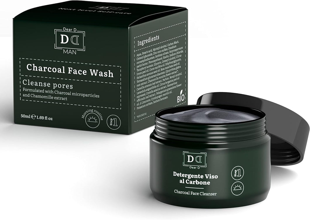 Dear D Detergente Viso Uomo | Face Wash Ad Azione Purificante, Rigenerante Ed Antibatterica | Perfetto Per Pelli Grasse E Secche | Pratico Formato Da 50 ML