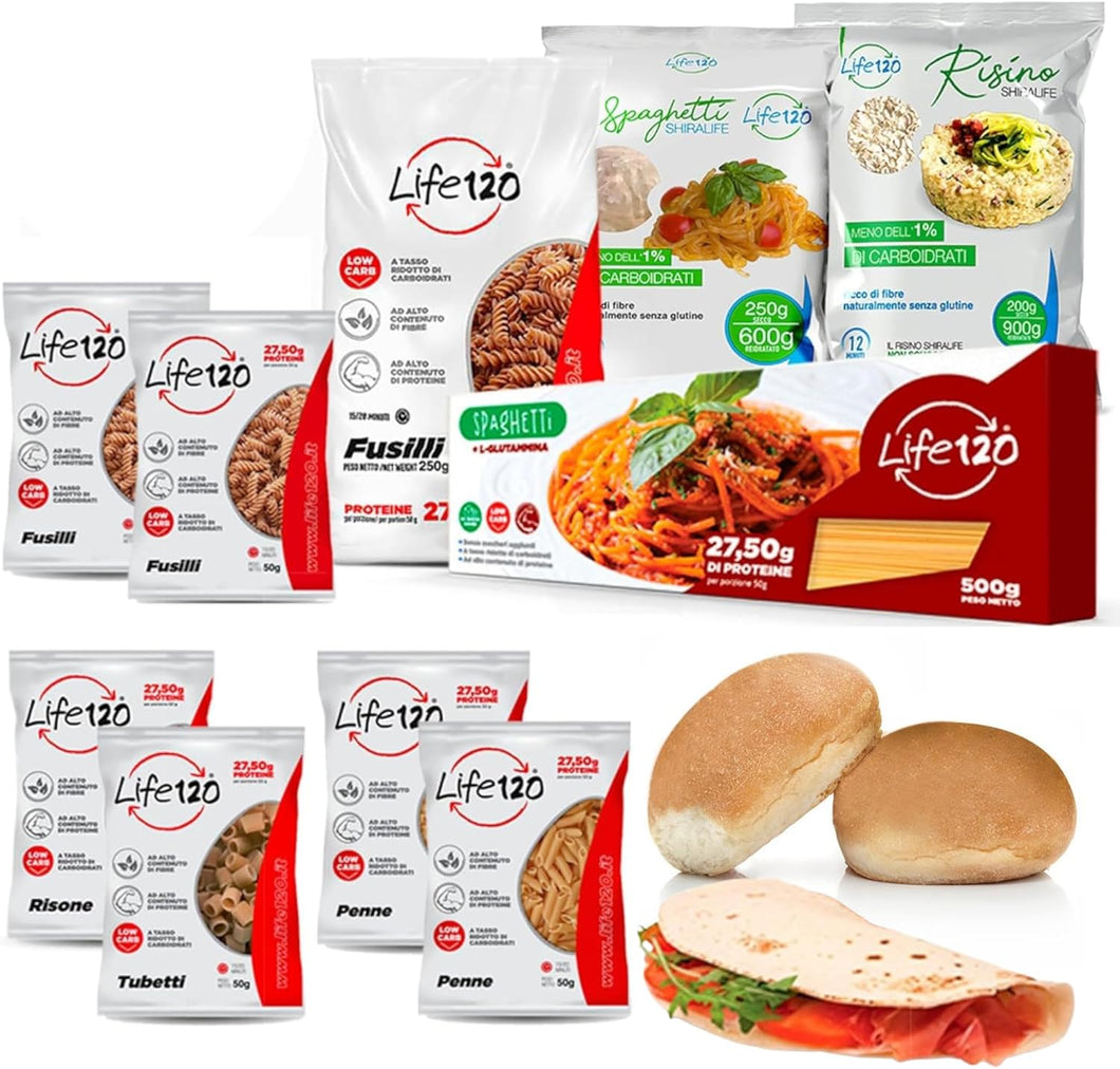 Life 120 - Box Pranzo Low Carb 30 giorni - Kit Pranzo Proteico con Prodotti Keto a tasso ridotto di Carboidrati Ricchi di Fibre e Alto Contenuto di Proteine