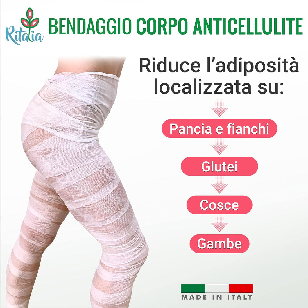 CELLULITE GAMBE E GLUTEI 700g FANGHI + 4 Bendaggio Anticellulite per il trattamento completo della cellulite radicata e ostinata - ingredienti vegani (Bende + fanghi)