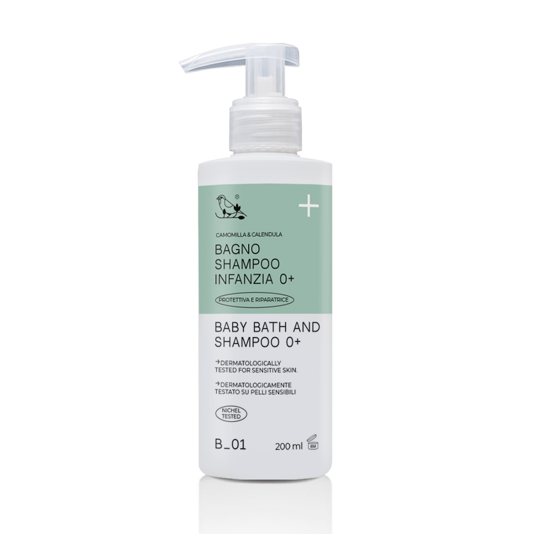 BAGNO SHAMPOO BABY & INFANZIA 100% NATURALE  INFANZIA ULTRADELICATO PELLI IPERSENSIBILI - CAMOMILLA E CALENDULA - DELICATO SUGLI OCCHI - PROPRIETA' CALMANTI E LENITIVE