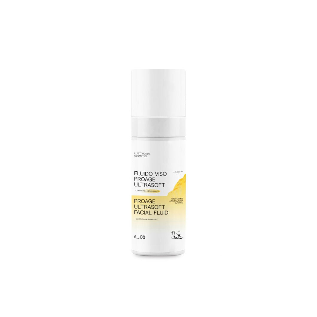 FLUIDO VISO PROAGE ULTRASOFT - PETTIROSSO - CON PIANTE OFFICINALI AL PROFUMO DELICATO DI FIORI - CON NIACINAMIDE SEBO REGOLATRICE - AGISCE SULLE DISCROMIE CUTANEE - ILLUMINA