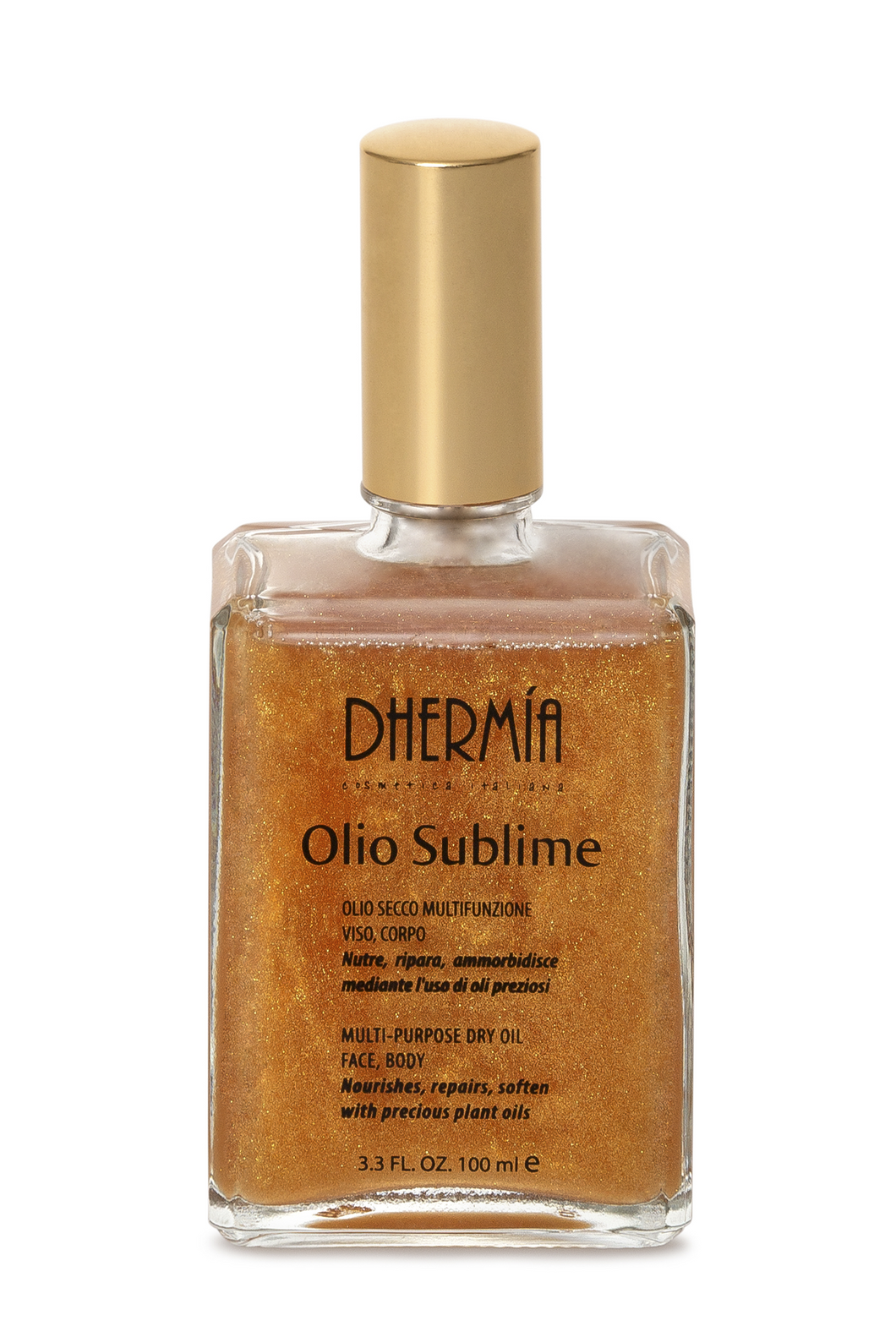 Olio Sublime secco ORO con Glitter dorati – Viso Corpo Capelli Spray 100ml