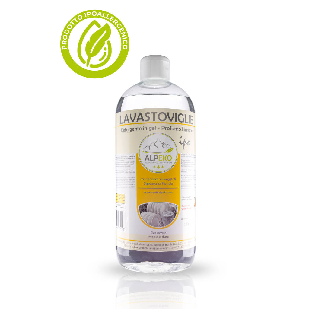 Cucina Detersivo Ecologico Ipoallergenico  x Lavastoviglie gel “Limone” 1LT  LINEA IPOALLERGENICA