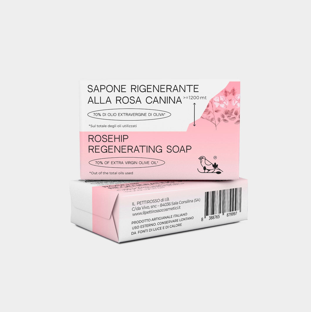 SAPONE ARTIGIANALE BIO RIGENERANTE ALLA ROSA CANINA E OLIO EXTRAVERGINE DI OLIVA E OLIO DI COCCO