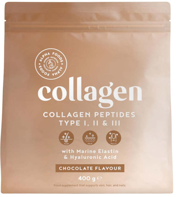 Collagene Acido Ialuronico con Elastina Marina - Collagene idrolizzato puro – Cioccolato – Collagene da Bere 400g, Collagene in Polvere - Integratore Articolazioni, Pelle e Capelli