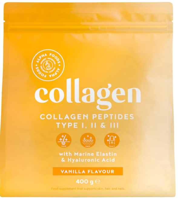 Collagene Acido Ialuronico, Integratore con Elastina Marina - Collagene da Bere Idrolizzato – Vaniglia – Collagene in Polvere 400g - Integratori per Capelli, Pelle e Articolazioni