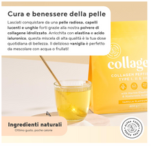 Carica l&#39;immagine nel visualizzatore di Gallery, Collagene Acido Ialuronico, Integratore con Elastina Marina - Collagene da Bere Idrolizzato – Vaniglia – Collagene in Polvere 400g - Integratori per Capelli, Pelle e Articolazioni
