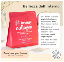 Carica l&#39;immagine nel visualizzatore di Gallery, Collagene in Polvere con Elastina Marina, Cheratina e Silicea - Idrolizzato di Collagene e Acido Ialuronico - Collagene da Bere Sapore Neutro - 400g Integratori per Capelli e Pelle
