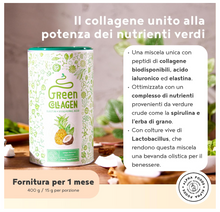 Carica l&#39;immagine nel visualizzatore di Gallery, Green Collagen – Cocco e Ananas - Collagene Marino con Acido Ialuronico e Elastina - Collagene Idrolizzato, Integratori per Capelli, Pelle e Articolazioni - 400g Collagene in Polvere
