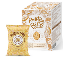 Carica l&#39;immagine nel visualizzatore di Gallery, Protein Bites - Snack Fitness Proteici al Cioccolato Bianco - con 78% di cioccolato al latte, cacao, soia e proteine del latte - Integratori Pre Workout
