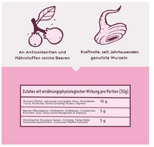 Carica l&#39;immagine nel visualizzatore di Gallery, Red Energy - Frullato in polvere - Con radici e bacche tra cui maca, curcuma, guaranà, yerba mate, lamponi, açai, bacche di goji - 600 grammi
