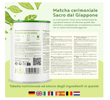 Carica l&#39;immagine nel visualizzatore di Gallery, The Matcha Ritual - Pregiato the verde matcha dal rituale giapponese - arricchito con latte di cocco, erba di grano e orzo. Ideale per frullati - 210g polvere
