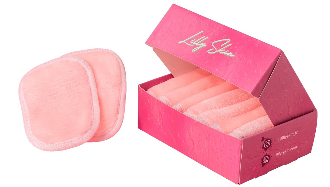 Dischetti Struccanti Lavabili e Riutilizzabili Lilly Skin - Spugnette Morbide, Detergenti ed Esfolianti - Confezione da 7 Pads - Rosa Cipria