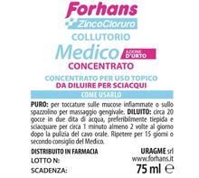 Carica l&#39;immagine nel visualizzatore di Gallery, Forhans, Collutorio Medico Concentrato, Azione d&#39;Urto, con Zinco Cloruro, Azione Antisettica, Antibatterica, Astringente e Antinfiammatoria, Gengive Sane, Non Macchia i Denti, 75 ml
