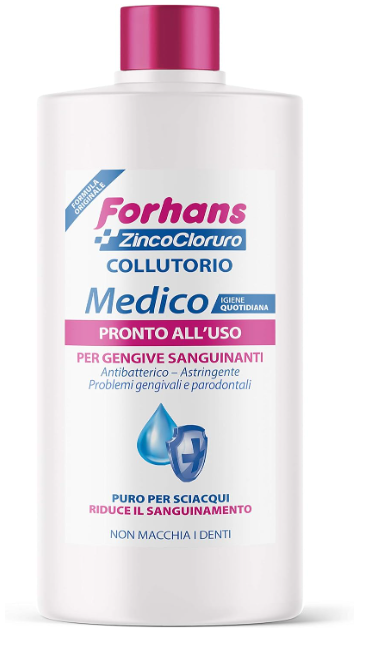 Forhans, Collutorio Medico Diluito, Pronto all'Uso, con Zinco Cloruro, Azione Antisettica, Antibatterica e Antinfiammatoria, per Igiene Orale, Gengive Sane, Non Macchia i Denti, 3 Confezioni da 250 ml