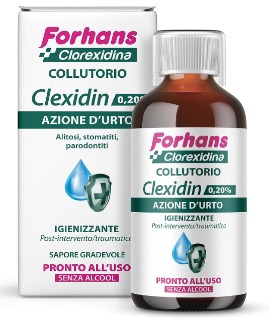 Forhans Liquido Antisettico Clorhexidina Clexidin 0.20% Collutorio dal gusto gradevole, 200 ml