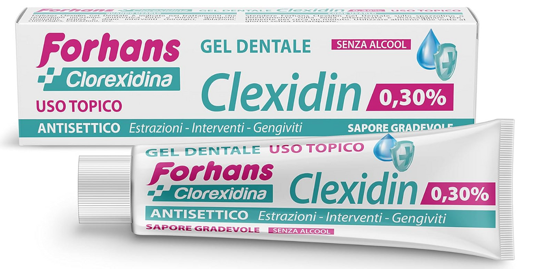 Forhans Clorexidina, Gel Dentale Clexidin 0,30%, Gel Pronto Intervento Ad Uso Topico Con Clorexidina, Azione Antisettica E Antibatterica, Senza Alcol, Sapore Gradevole, 30 Ml