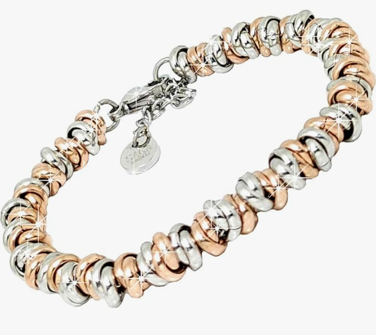 SAGA GIOIELLI® BRACCIALE DONNA INTRECCIATO NODINI ACCIAIO DIVERSI COLORI