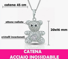 Carica l&#39;immagine nel visualizzatore di Gallery, SAGA GIOIELLI® Collana Donna Acciaio Orsacchiotto Cristalli
