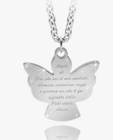 SAGA GIOIELLI® COLLANA DONNA PREGHIERA ANGELO DI DIO PROTEZIONE