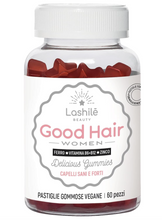 Carica l&#39;immagine nel visualizzatore di Gallery, Lashilé Good Hair Women, Integratore alimentare per la bellezza dei capelli con Biotina, Ferro, Vitamina B12 e Zinco, Senza zucchero, 60 pastiglie gommose, 1 mese di trattamento
