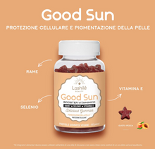 Carica l&#39;immagine nel visualizzatore di Gallery, Lashilé Good Sun Integratore Alimentare per la Pigmentazione della Pelle a Base di Rame, Selenio e Vitamina E, 60 Pastiglie Gommose, 1 mese di trattamento
