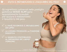 Carica l&#39;immagine nel visualizzatore di Gallery, Lashilé Good Slim Integratore per il Metabolismo e L&#39;Equilibrio del Peso corporeo con L-Carnitina, Sambuco, Cicoria, Matè, Vitamina B6 + C, 60 Pastiglie Gommose 1 mese di trattamento
