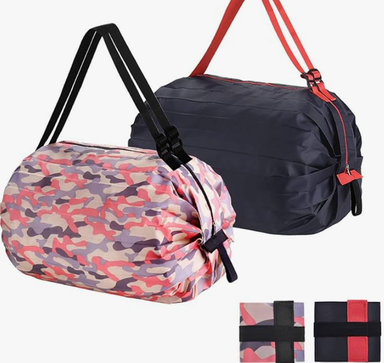 QZDAFFIC Borse della spesa - 2 Style Shopping Bag Pieghevole con cerniera, Forti Borse di stoccaggio Tenere 15 KG, Grande Capacità Carrybag per Lavanderia Viaggi Supermercato