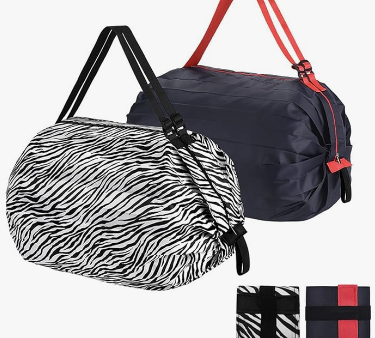 QZDAFFIC Borse della spesa - 2 Style Shopping Bag Pieghevole con cerniera, Forti Borse di stoccaggio Tenere 15 KG, Grande Capacità Carrybag per Lavanderia Viaggi Supermercato