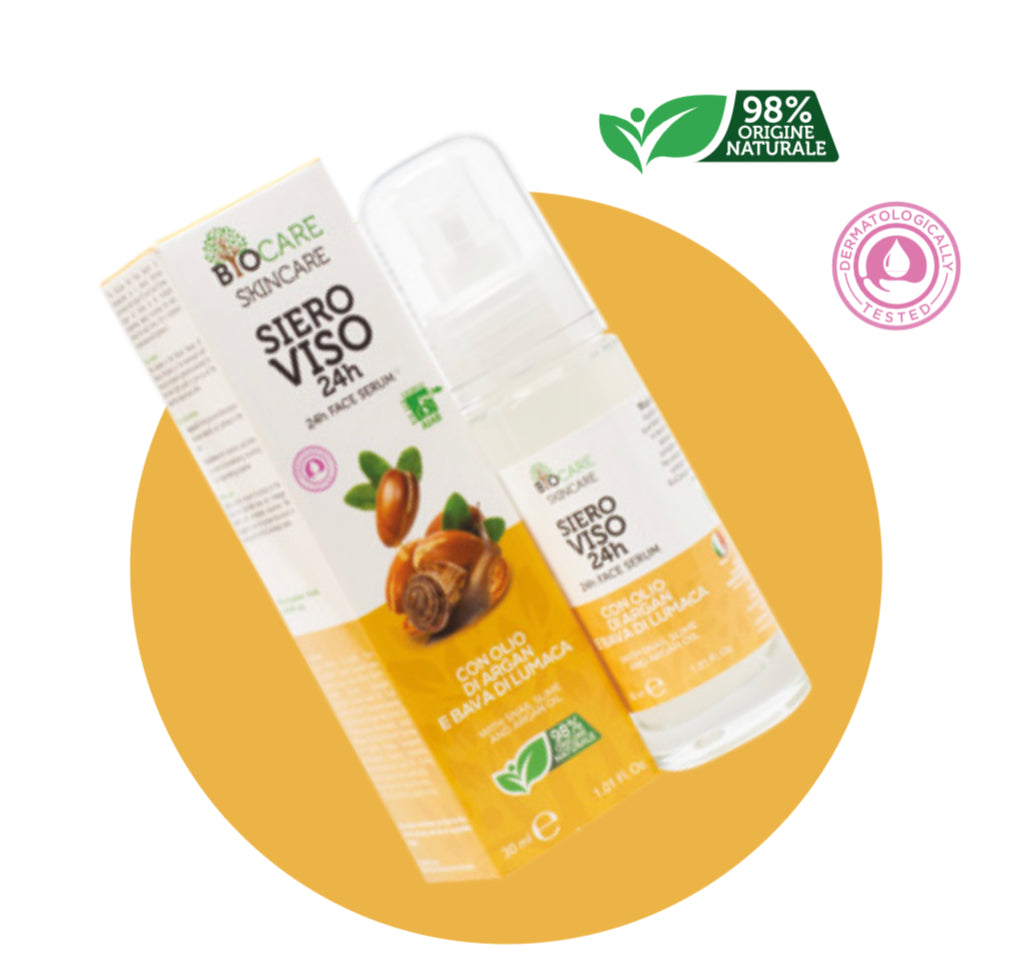 Siero viso H24 Biocare con olio di argan e bava di lumaca 30 ml